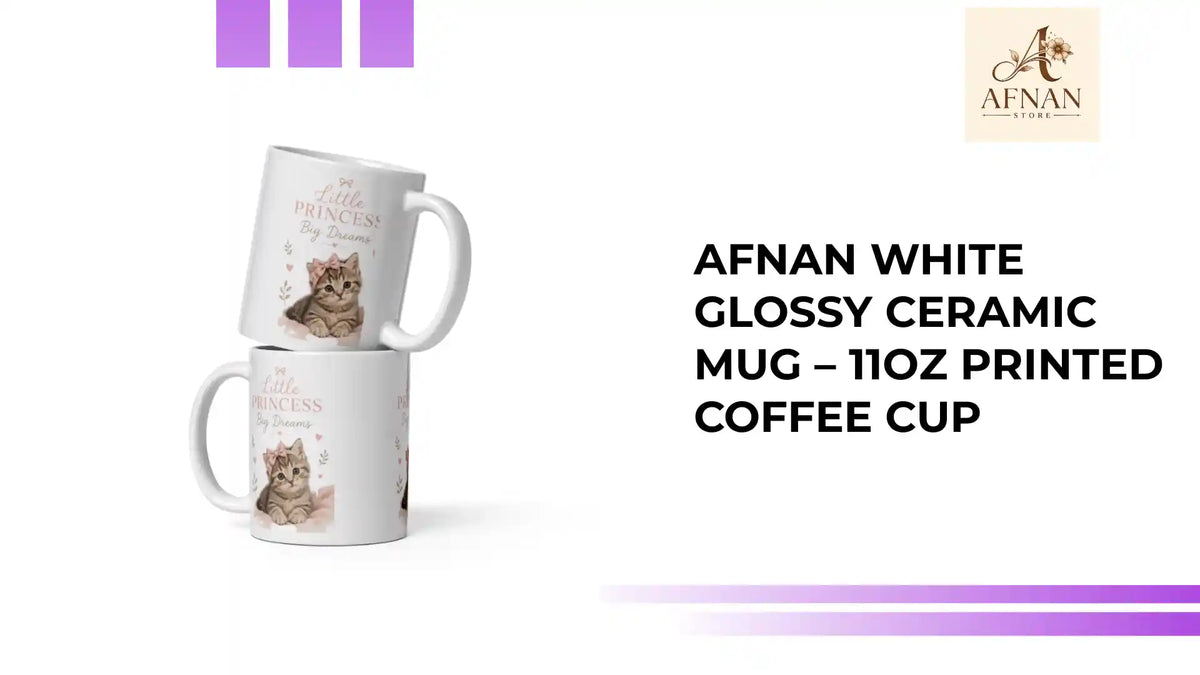 Afnan White Glossy Ceramic Mug &ndash; 11oz Printed Coffee Cup by@Outfy