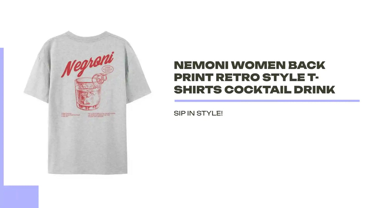 Nemoni Women Back Print Retro Style T-shirts Cocktail Drink by@Outfy