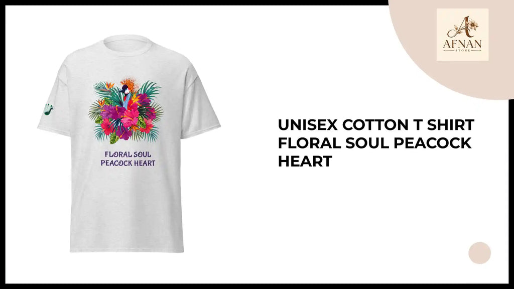 Unisex cotton T shirt Floral Soul peacock heart by@Outfy