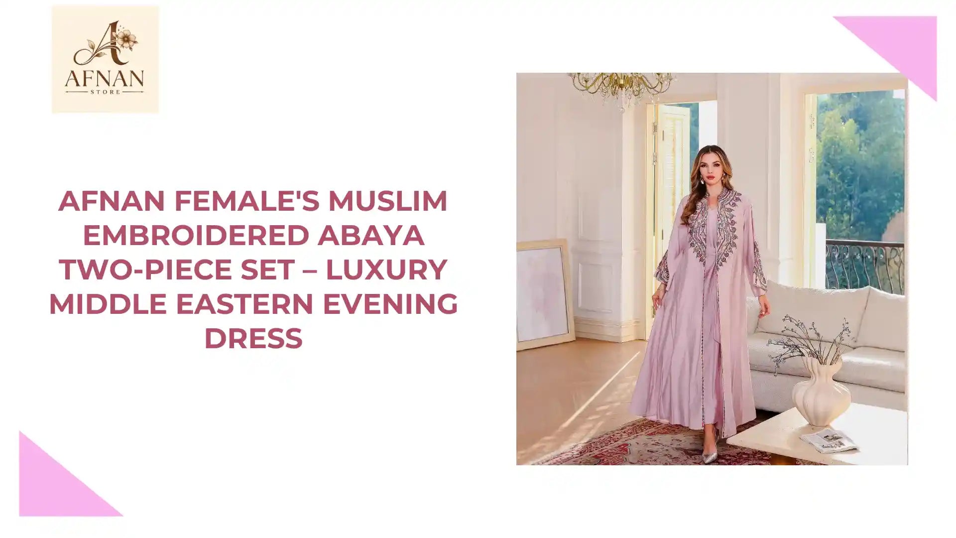 Afnan Female's Muslim Embroidered Abaya Two-Piece Set &ndash; Luxury Middle Eastern Evening Dress by@Outfy