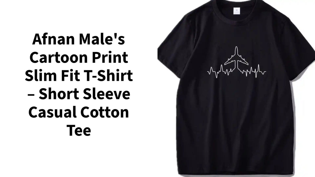 Afnan Male's Cartoon Print Slim Fit T-Shirt &ndash; Short Sleeve Casual Cotton Tee by@Outfy