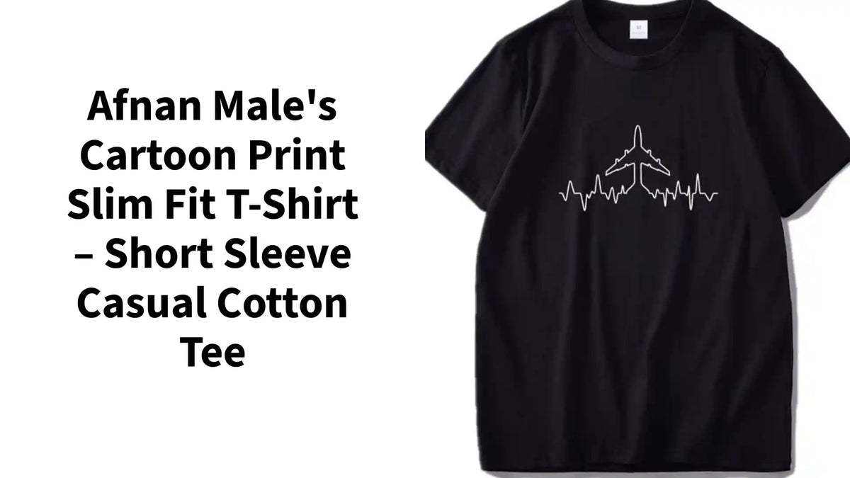 Afnan Male's Cartoon Print Slim Fit T-Shirt &ndash; Short Sleeve Casual Cotton Tee by@Outfy