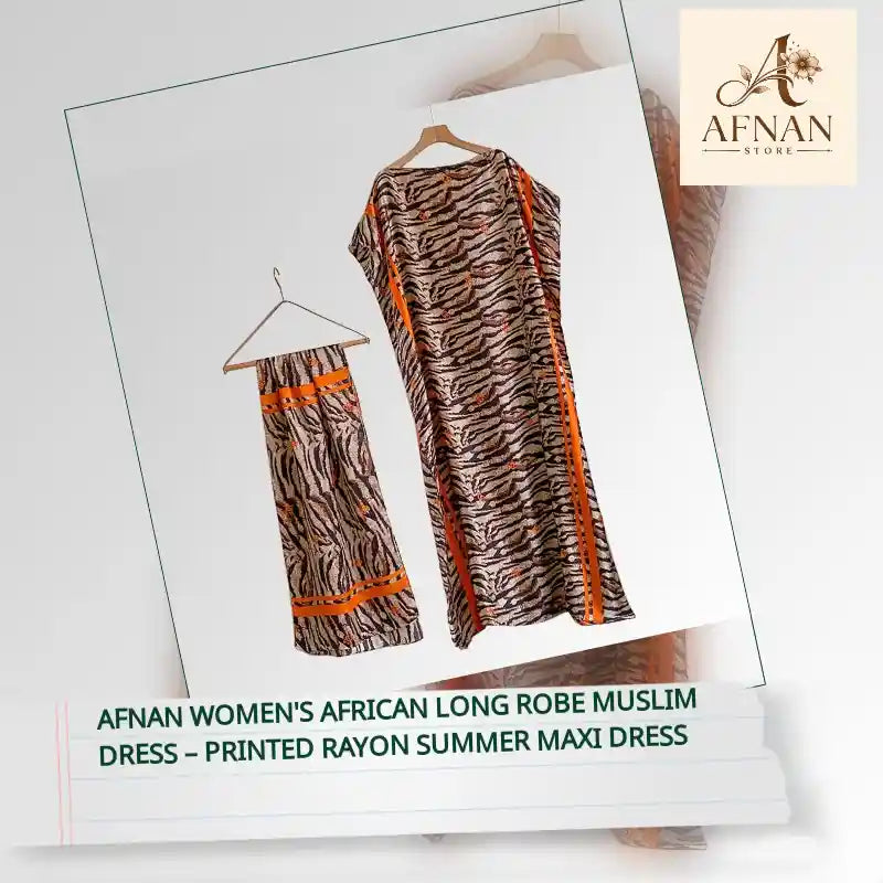 Afnan Women's African Long Robe Muslim Dress &ndash; Printed Rayon Summer Maxi Dress by@Outfy