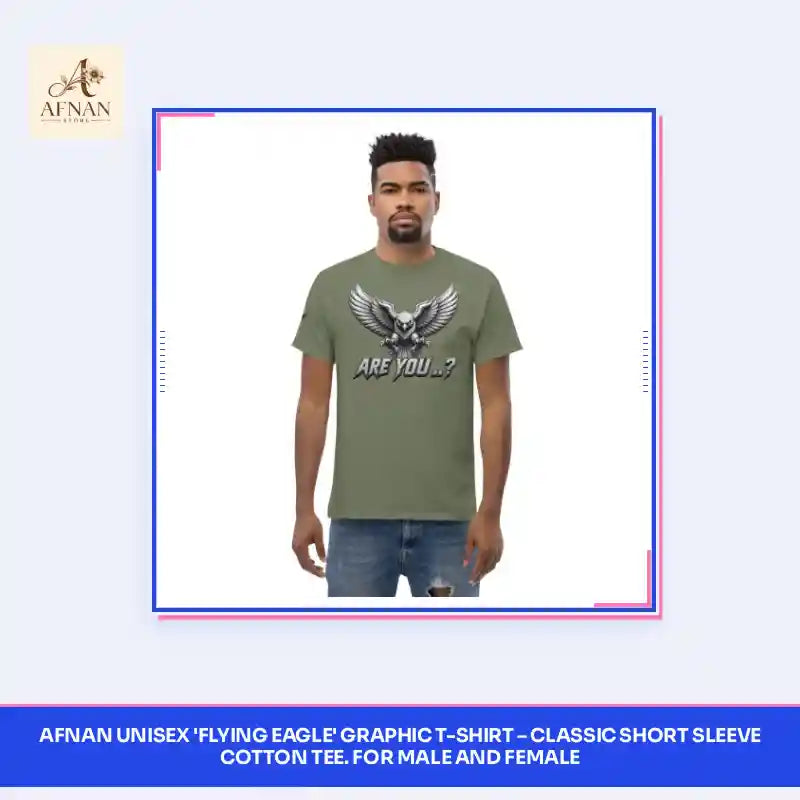 Afnan Unisex 'Flying Eagle' Graphic T-Shirt &ndash; Classic Short Sleeve Cotton Tee. For Male and Female by@Outfy