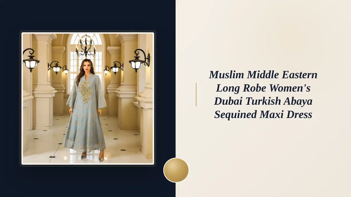 Muslim Middle Eastern Long Robe Women's Dubai Turkish Abaya Sequined Maxi Dress by@Outfy