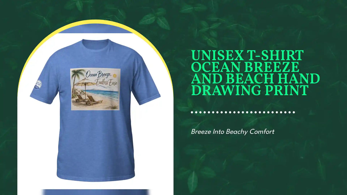 Unisex T-Shirt Ocean Breeze and Beach hand drawing print by@Outfy