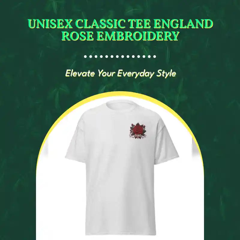 Unisex classic tee England rose Embroidery by@Outfy