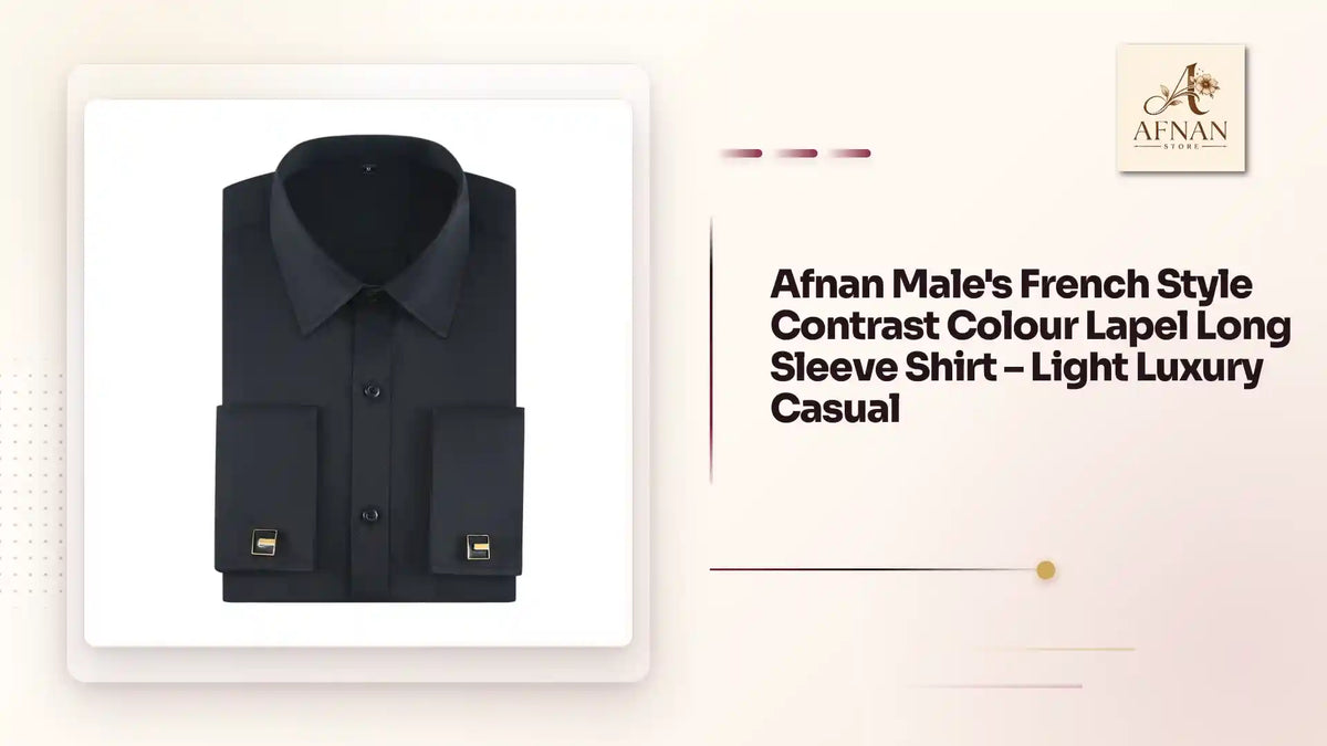 Afnan Male's French Style Contrast Colour Lapel Long Sleeve Shirt &ndash; Light Luxury Casual by@Outfy