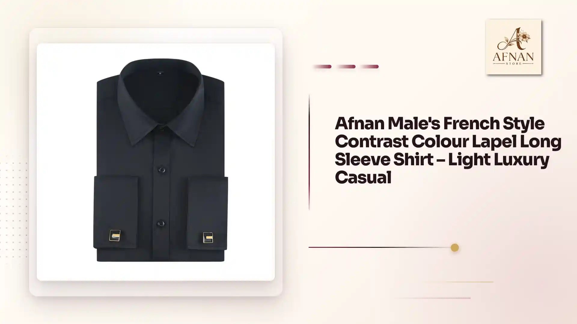 Afnan Male's French Style Contrast Colour Lapel Long Sleeve Shirt &ndash; Light Luxury Casual by@Outfy