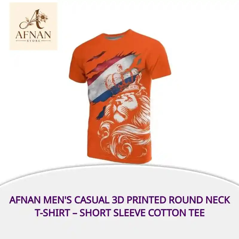 Afnan Men's Casual 3D Printed Round Neck T-Shirt &ndash; Short Sleeve Cotton Tee by@Outfy
