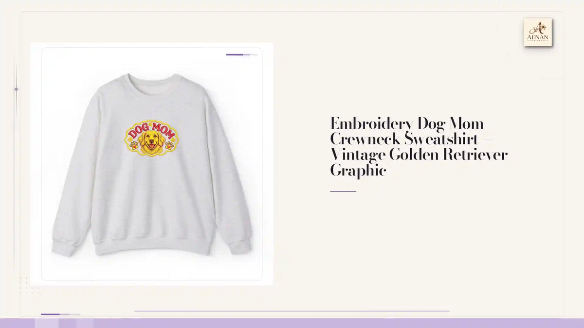 Embroidery Dog Mom Crewneck Sweatshirt &mdash; Vintage Golden Retriever Graphic by@Outfy