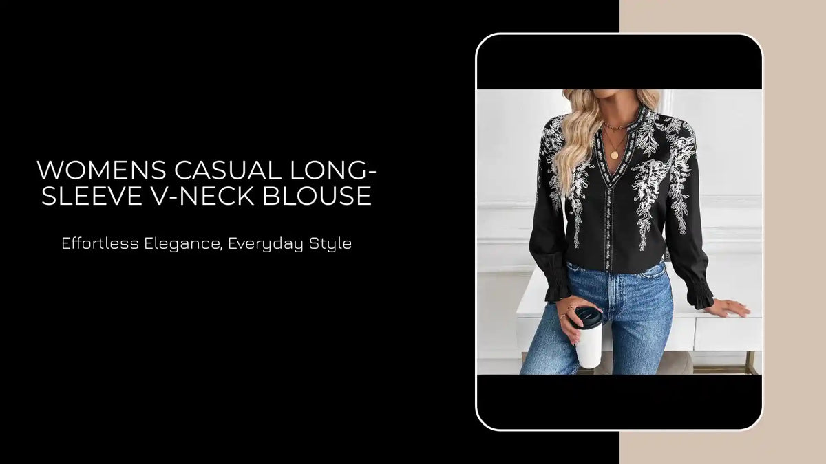 Womens Casual Long-sleeve V-neck Blouse by@Outfy