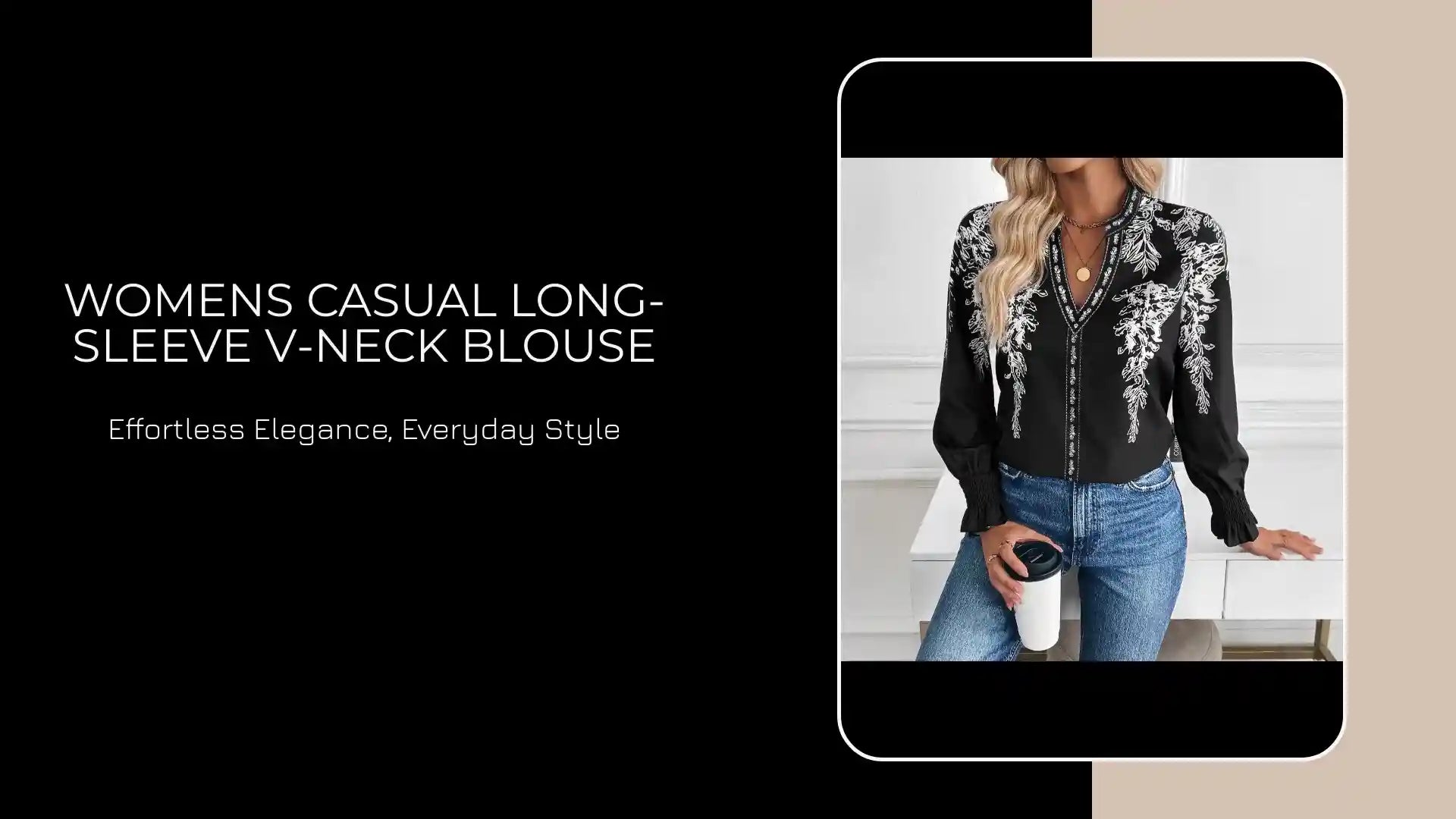 Womens Casual Long-sleeve V-neck Blouse by@Outfy