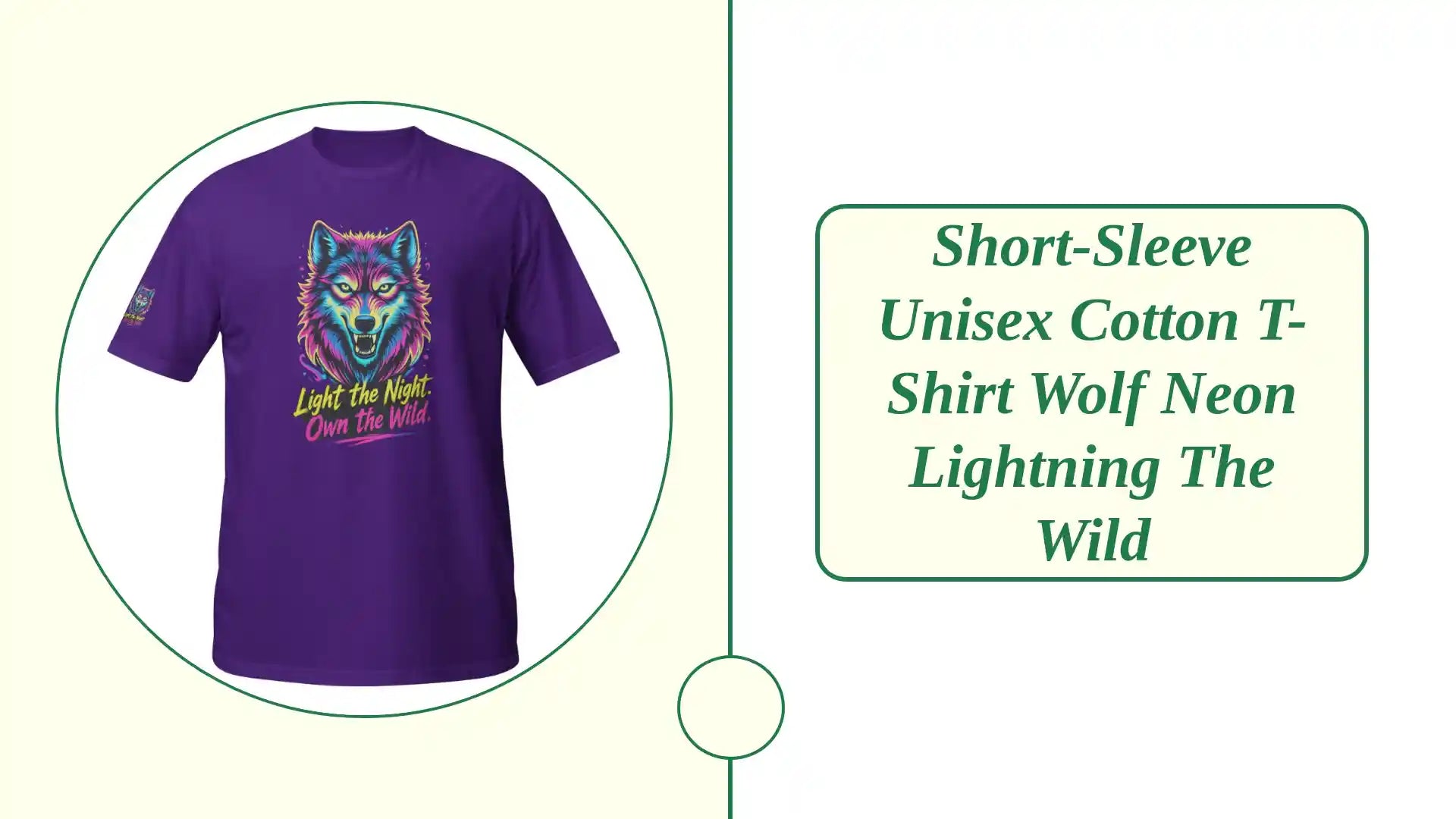 Short-Sleeve Unisex Cotton T-Shirt Wolf neon lightning the wild by@Outfy