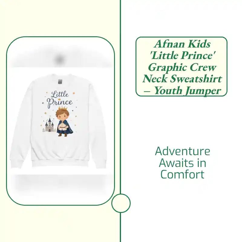 Afnan Kids 'Little Prince' Graphic Crew Neck Sweatshirt &ndash; Youth Jumper by@Outfy