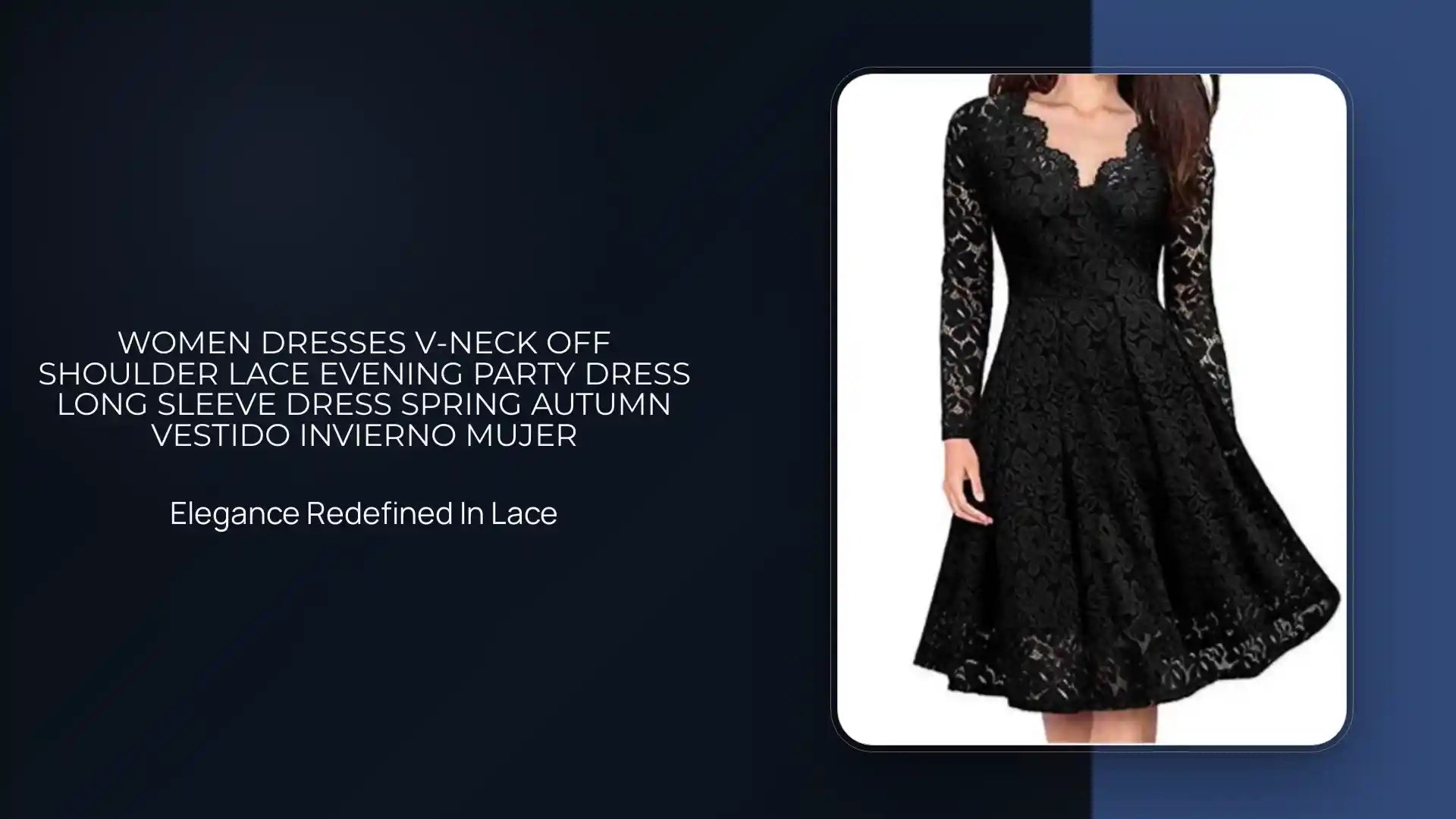 Women Dresses V-Neck Off Shoulder Lace Evening Party Dress Long Sleeve Dress Spring Autumn Vestido Invierno Mujer by@Outfy