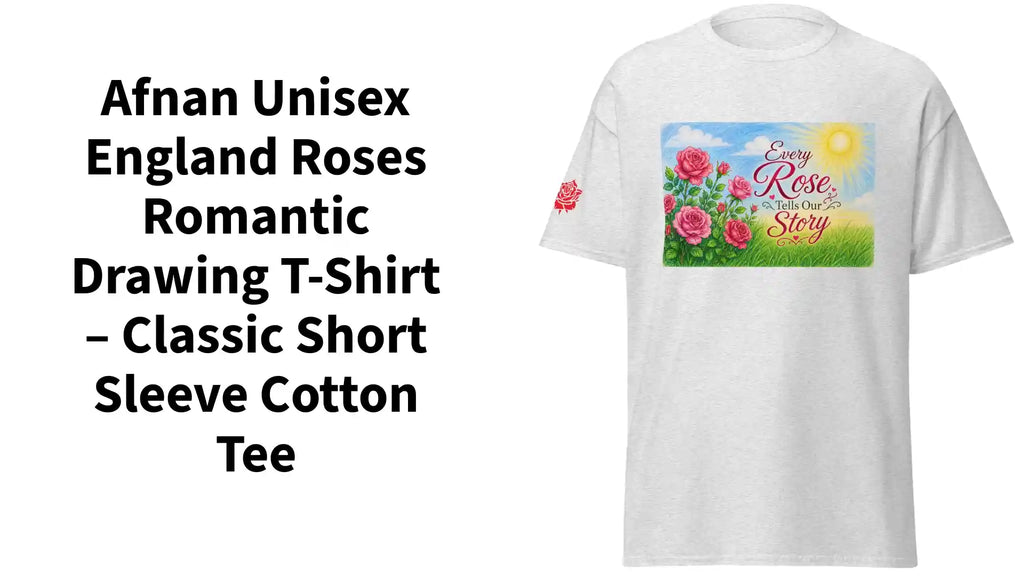 Afnan Unisex England Roses Romantic Drawing T-Shirt &ndash; Classic Short Sleeve Cotton Tee by@Outfy