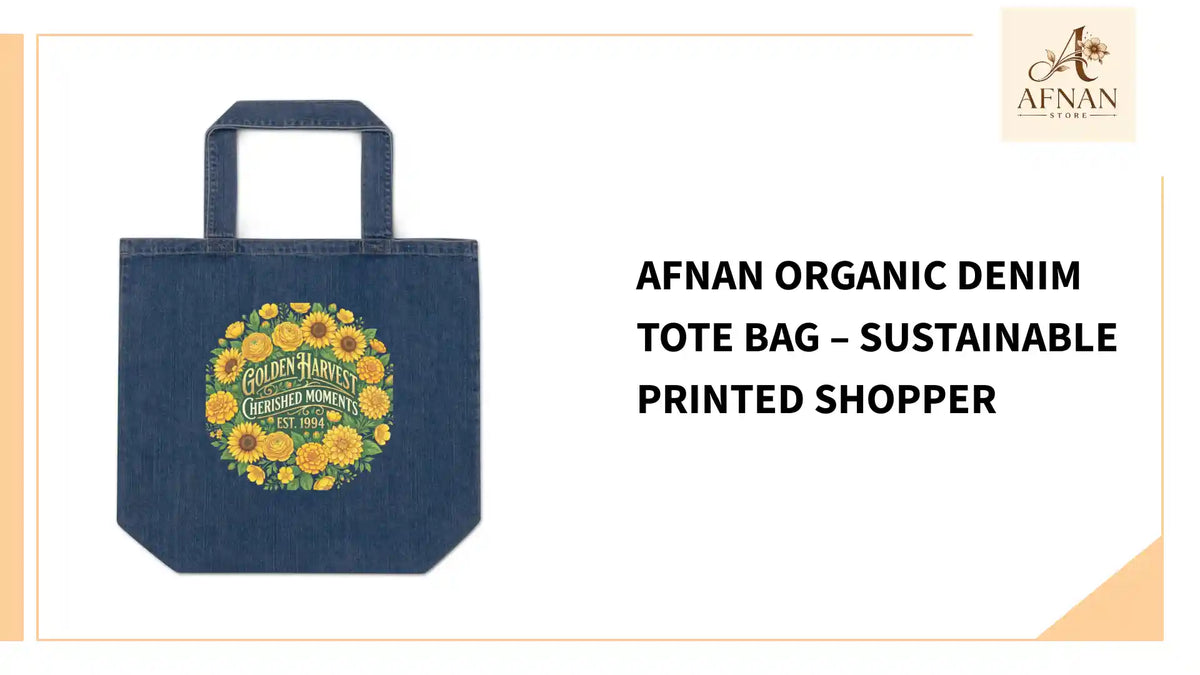 Afnan Organic Denim Tote Bag &ndash; Sustainable Printed Shopper by@Outfy