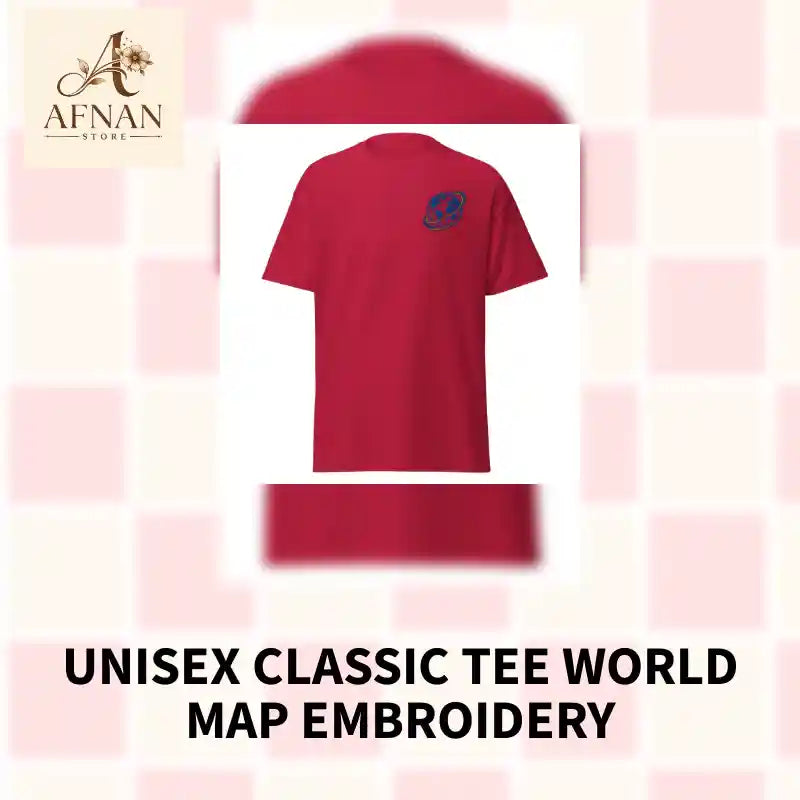 Unisex classic tee world map embroidery by@Outfy