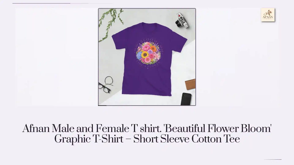 Afnan Male and Female T shirt. 'Beautiful Flower Bloom' Graphic T-Shirt &ndash; Short Sleeve Cotton Tee by@Outfy