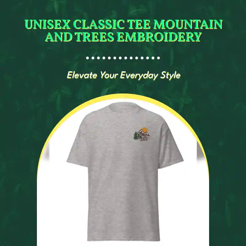 Unisex classic tee Mountain and Trees Embroidery by@Outfy