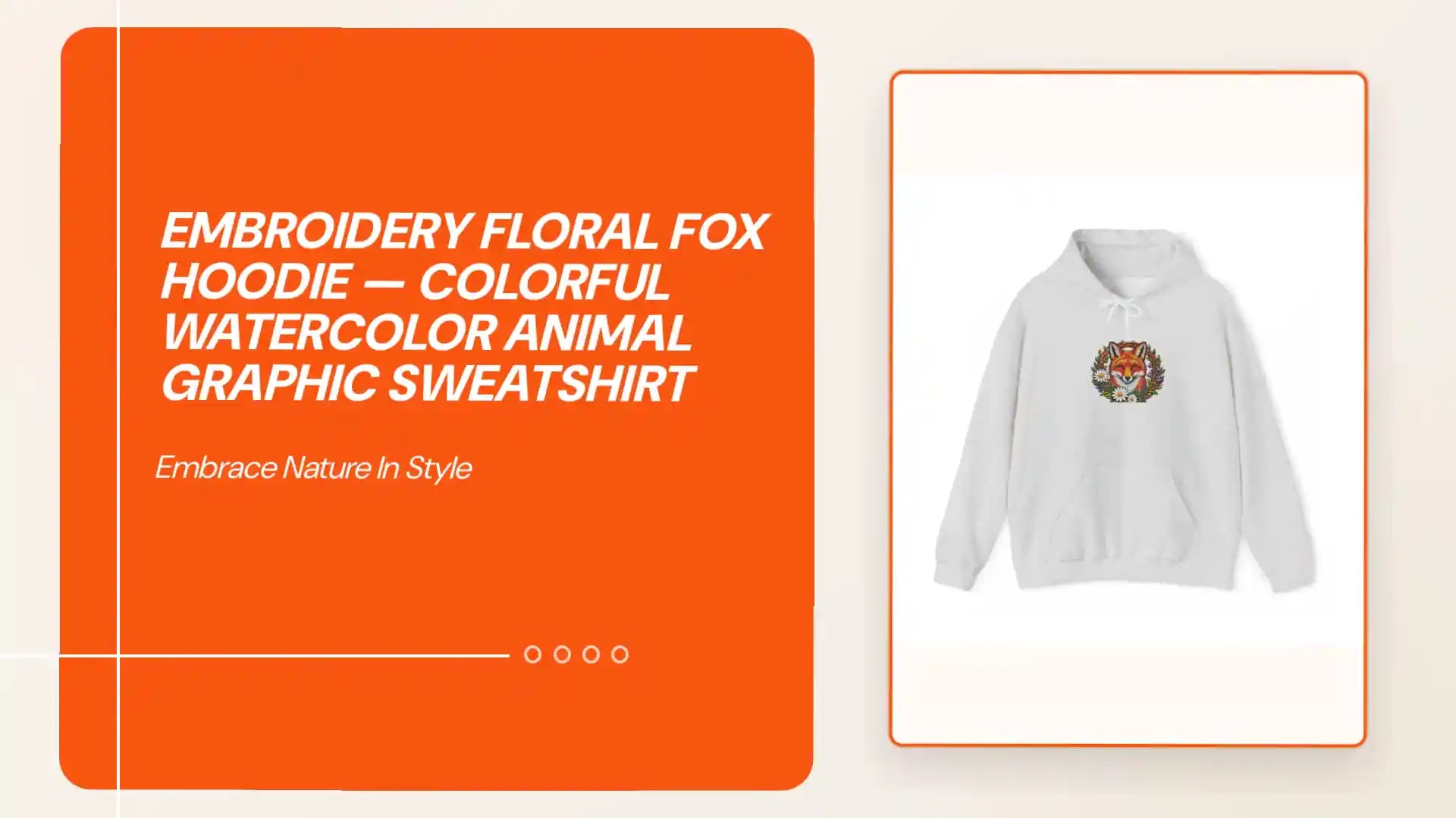 Embroidery Floral Fox Hoodie &mdash; Colorful Watercolor Animal Graphic Sweatshirt by@Outfy