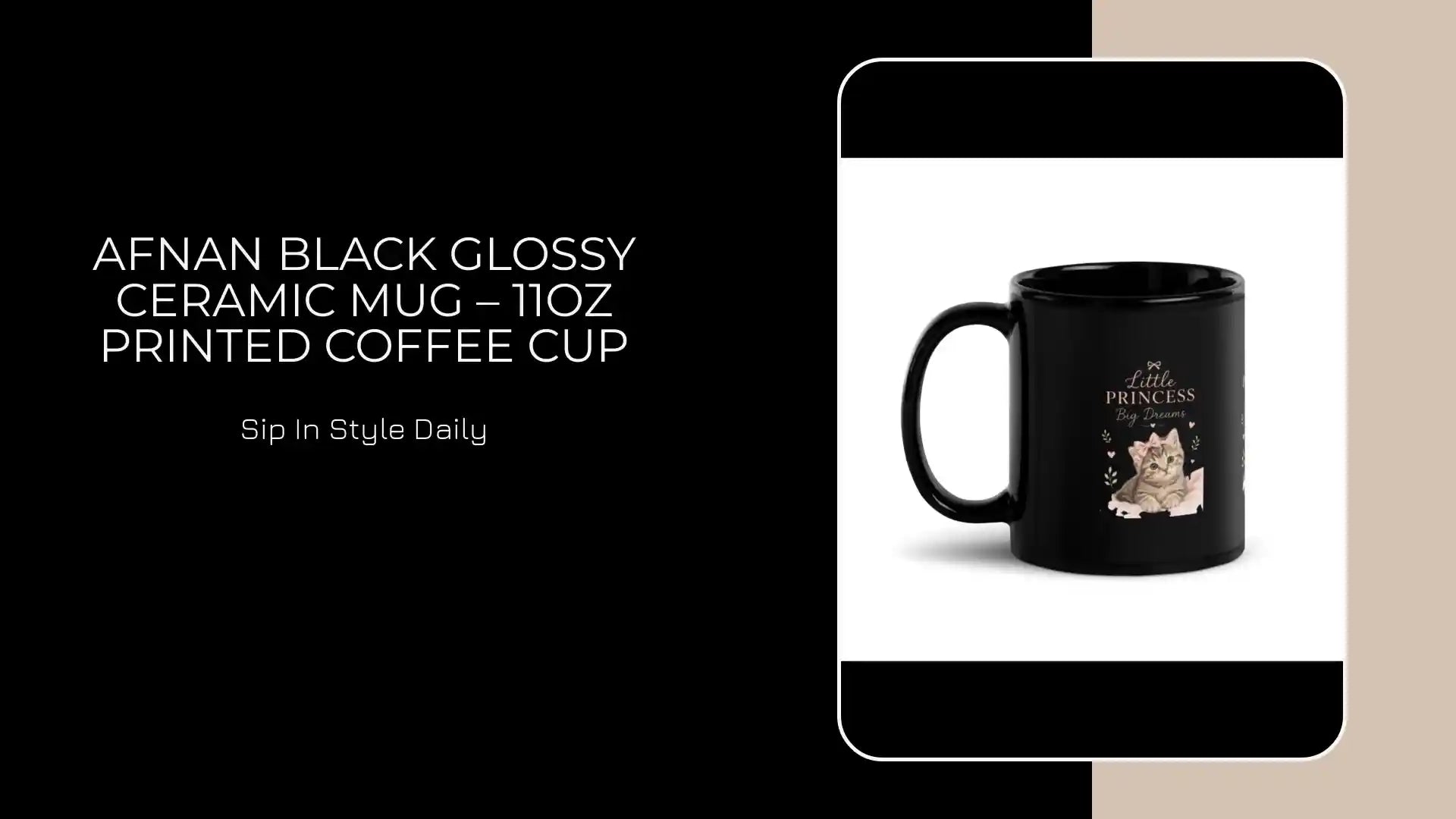 Afnan Black Glossy Ceramic Mug &ndash; 11oz Printed Coffee Cup by@Outfy