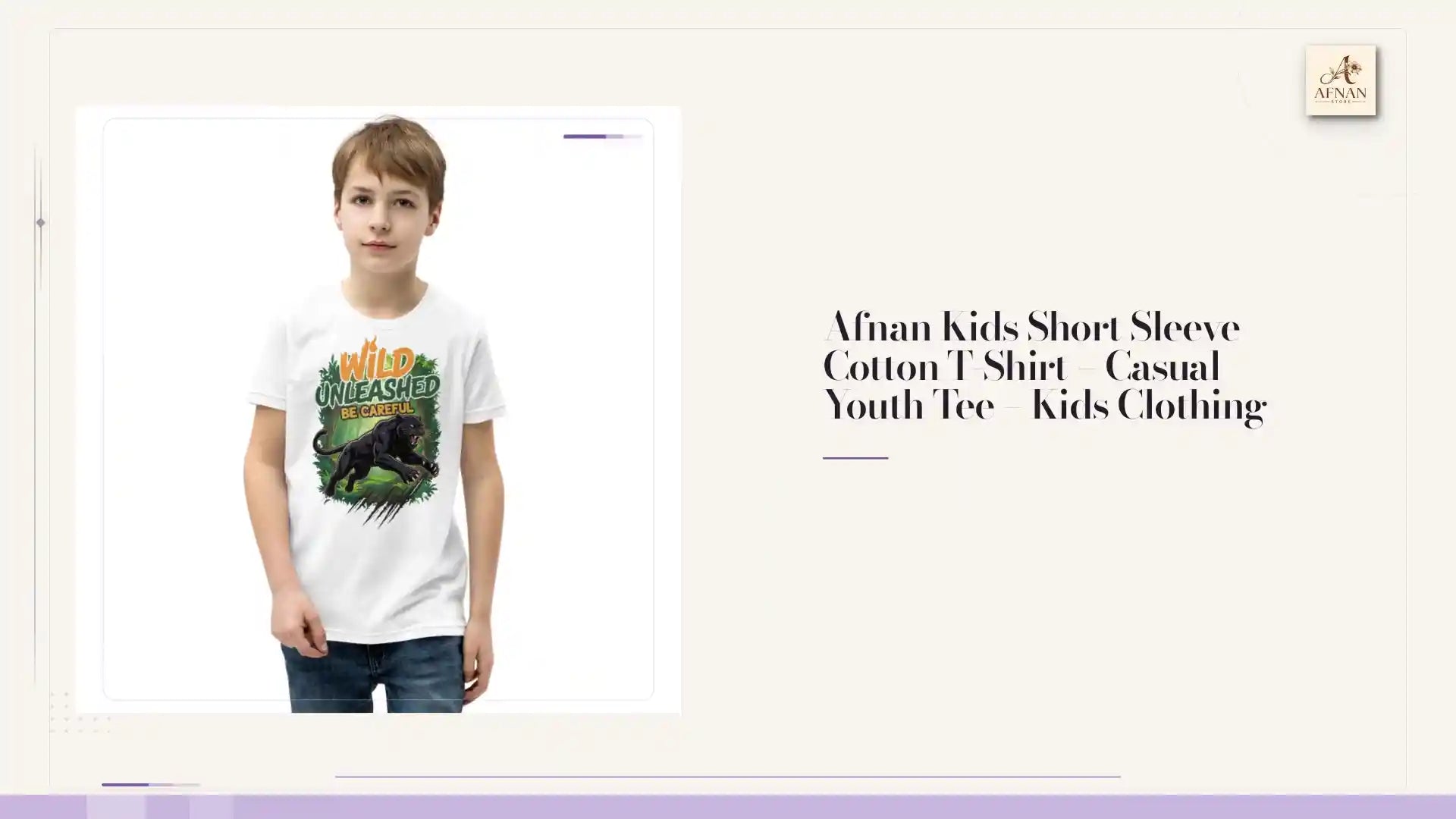 Afnan Kids Short Sleeve Cotton T-Shirt &ndash; Casual Youth Tee &ndash; Kids Clothing by@Outfy