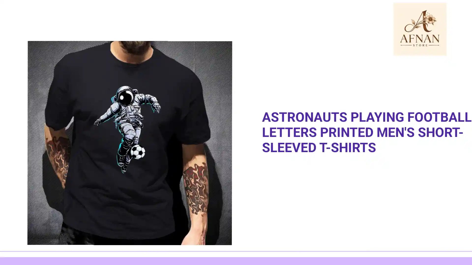 Astronauts Playing Football Letters Printed Men's Short-sleeved T-shirts by@Outfy