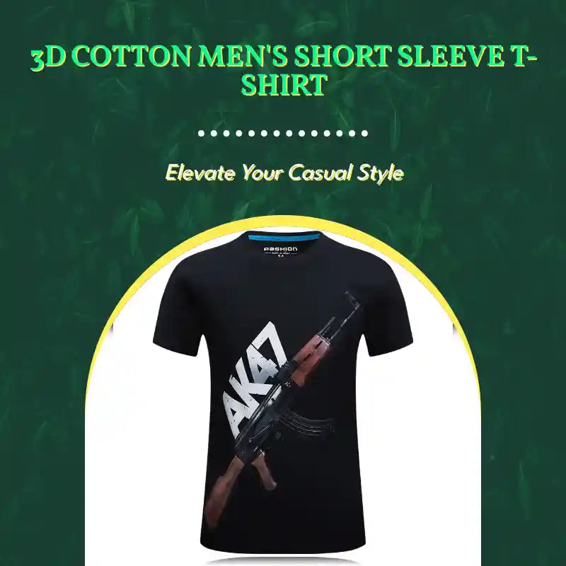 3D cotton men's short sleeve T-shirt by@Outfy