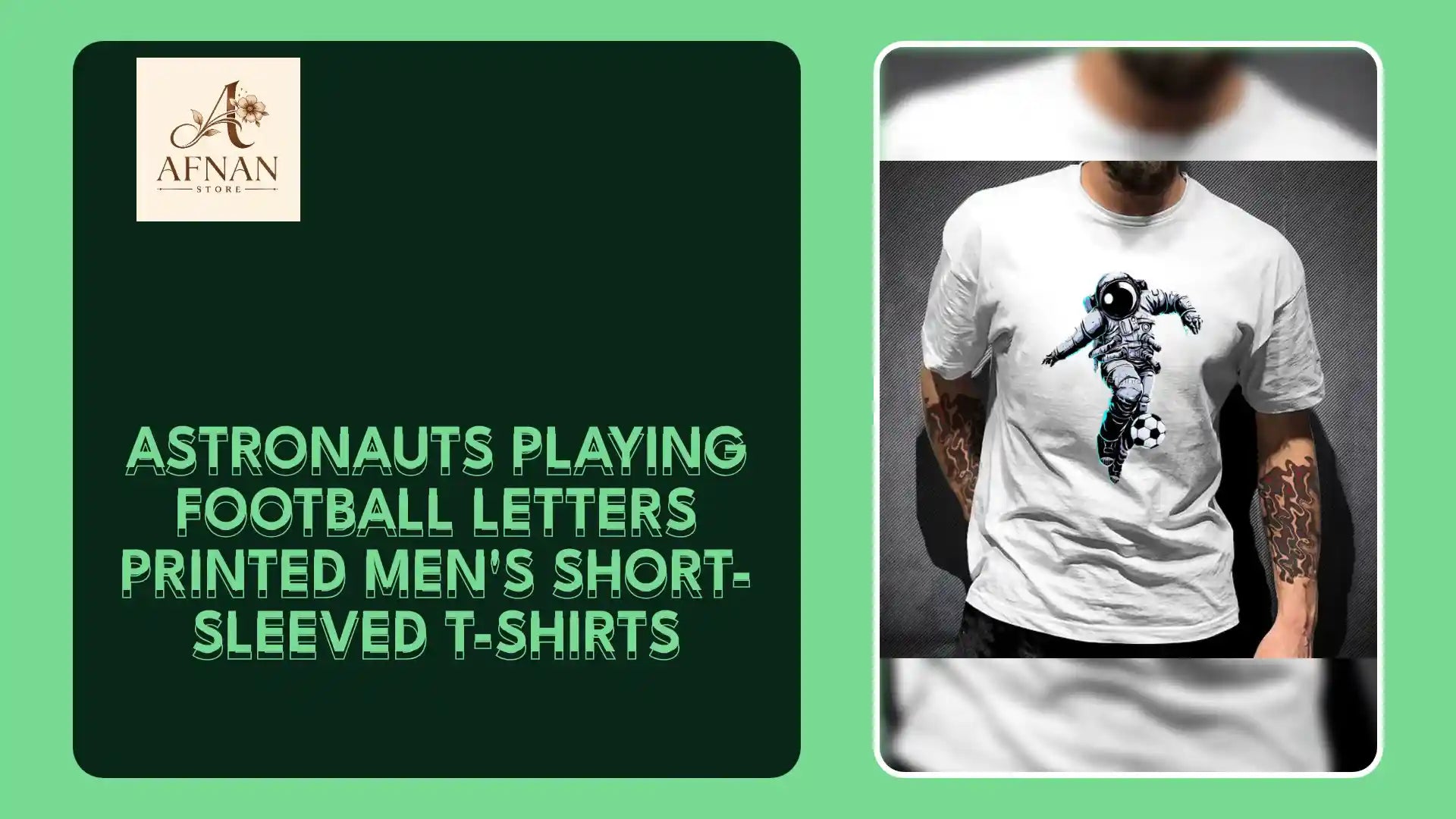 Astronauts Playing Football Letters Printed Men's Short-sleeved T-shirts by@Outfy
