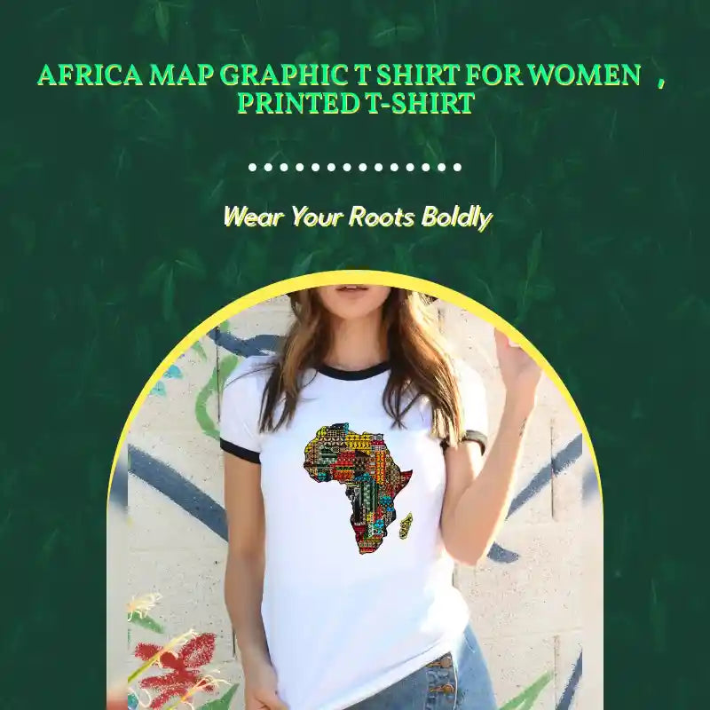 Africa Map Graphic T Shirt for Women ，Printed T-shirt by@Outfy