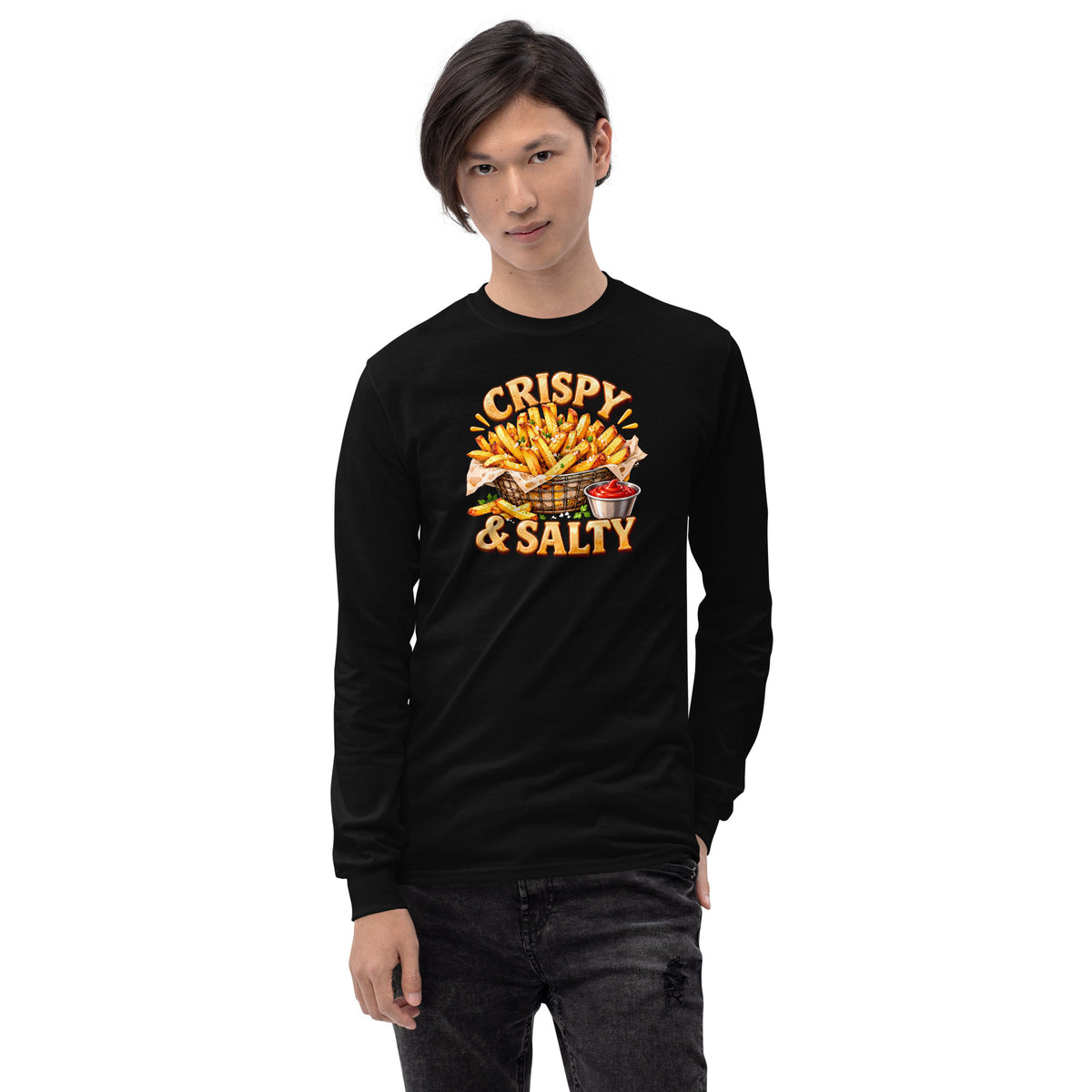 Unisex Long Sleeve Shirt Cripsy and Salty for fast food lover – Afnan store